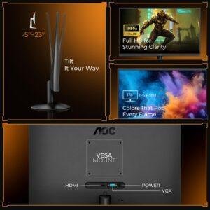 AOC 24B30H2 24 Inch (23.8") FHD IPS Monitor | 120Hz Refresh Rate | 1ms Response Time | Adaptive Sync | 3-Side Frameless | HDMI & VGA | Low Blue Mode | VESA Mount - Image 4