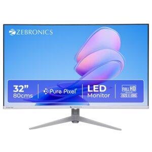 Zebronics 32Inch FHD Curved Gaming Monitor, 250 nits, 100Hz, 1080p, 16.7M Colors, USB, HDMI/VGA Dual Input, Built-in Speakers, Ultra-Slim Bezel, Metal Stand, Wall Mountable (EA320) - Image 1