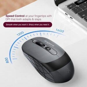 FINGERS AeroGrip Nova Wireless Mouse - 3-in-1 (USB Receiver + Bluetooth + Rechargeable), Adjustable DPI, Anti-Slip Grip, Ambidextrous Design, Works on Most Surfaces - Dark Grey - Image 4