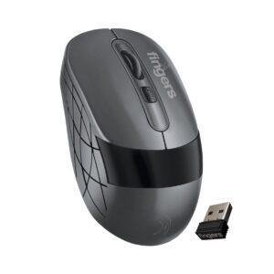 FINGERS AeroGrip Nova Wireless Mouse - 3-in-1 (USB Receiver + Bluetooth + Rechargeable), Adjustable DPI, Anti-Slip Grip, Ambidextrous Design, Works on Most Surfaces - Dark Grey - Image 1