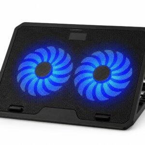 Laptop Cooling Pad with Dual Fan | Blue LED | Dual USB, Quiet Operation, Office & Gaming Use - Image 1