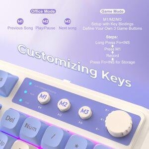 AULA S99 3 in 1 World's First Silicon Membrane Gaming Keyboard | Bluetooth/2.4GHz/USB-C Balls Keycap Keybaord with Knob | Programmable RGB Backlit Gaming Keyboard for PC/Xbox/PS5 (Purple) - Image 4