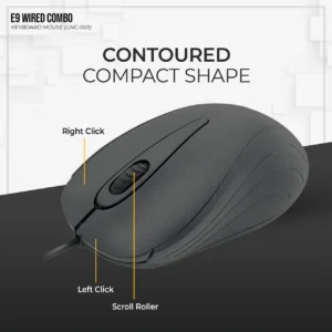 Lapcare E9 Wired Keyboard and Mouse Combo | 104 UV Coated Keys, Spill Resistant | Slim & Ergonomic Design | USB Plug & Play | 1000 DPI Optical Mouse for Home & Office (Black) - Image 5
