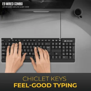 Lapcare E9 Wired Keyboard and Mouse Combo | 104 UV Coated Keys, Spill Resistant | Slim & Ergonomic Design | USB Plug & Play | 1000 DPI Optical Mouse for Home & Office (Black) - Image 4